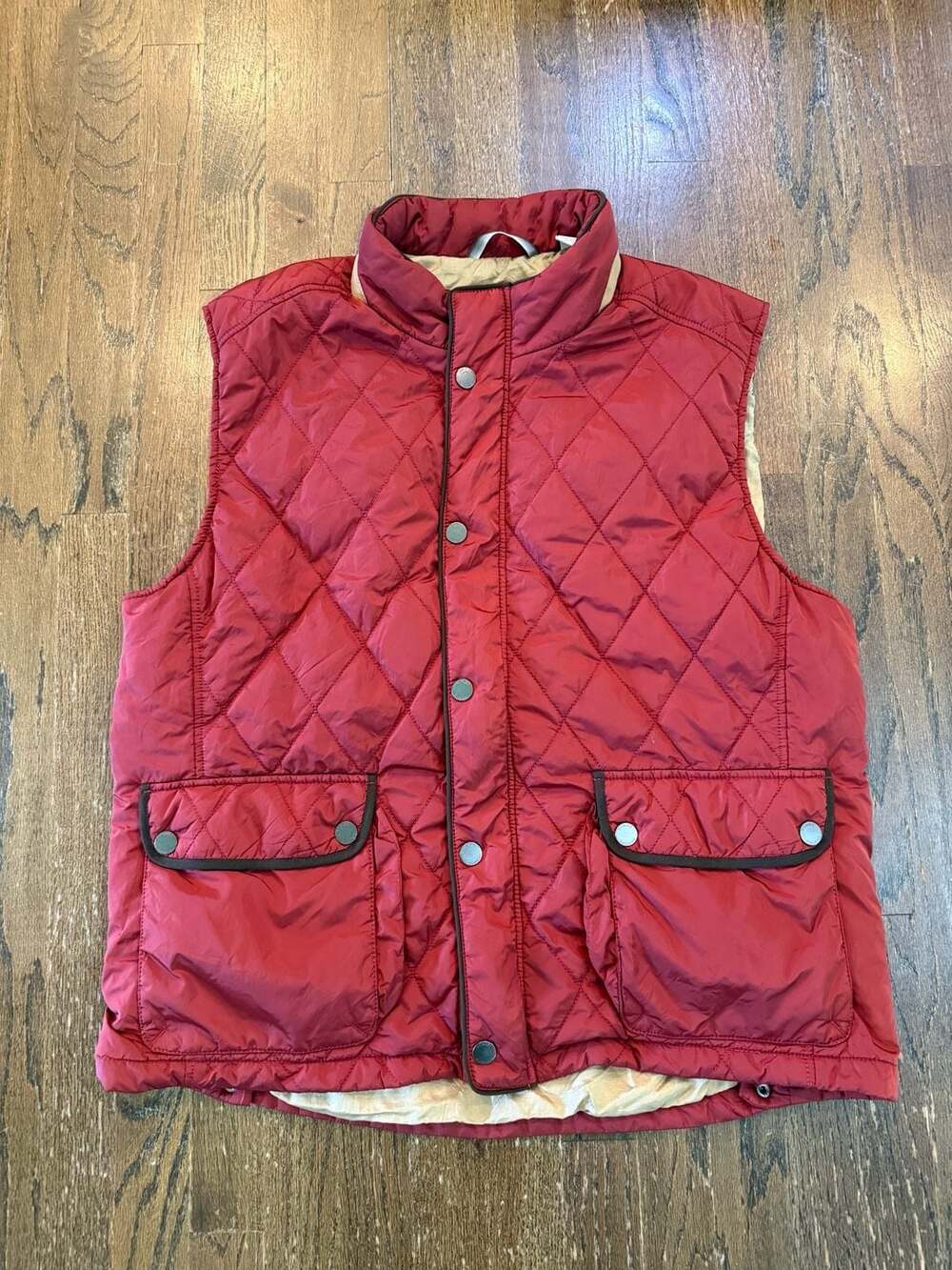 Tommy Bahama Quilted Snap/Zipper Front Vest Red Size XL